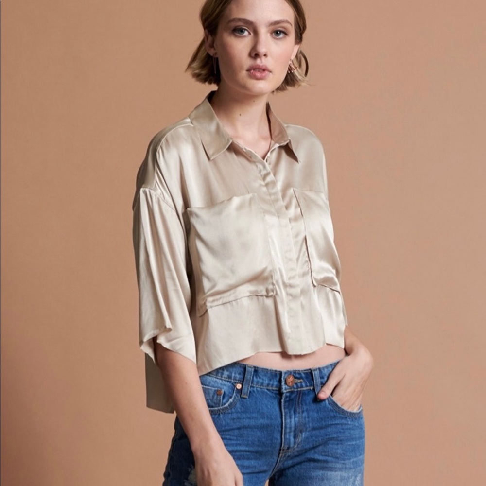 One teaspoon 100% silk crop top size x small
